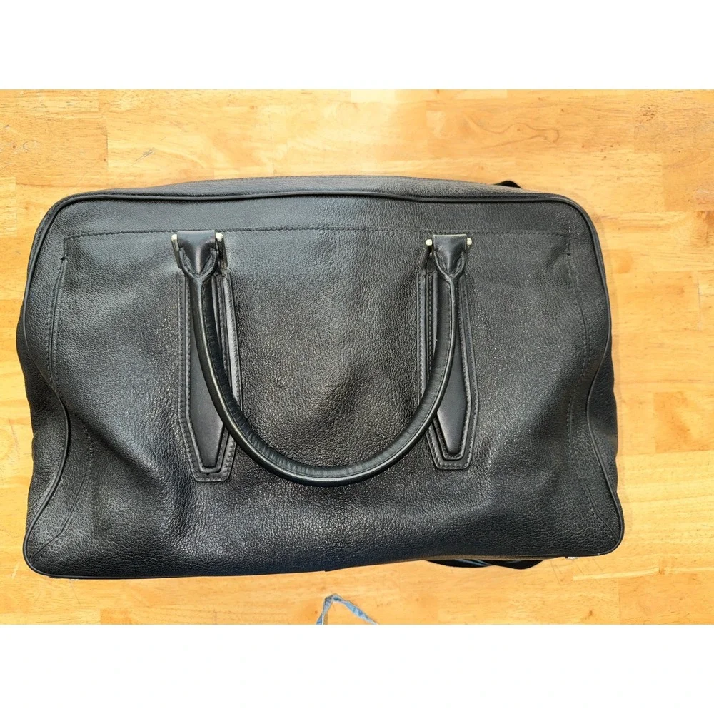 SMYTHSON Panama Leather‎ Double Zip Travel Bag Black
